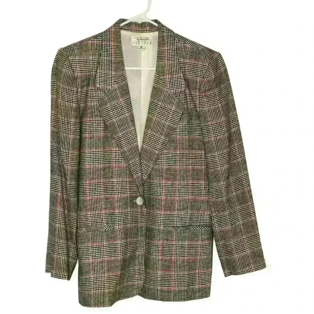 Vtg Talbots Blazer 8P Linen Blend 1 Button Pockets Preppy Academia made in USA